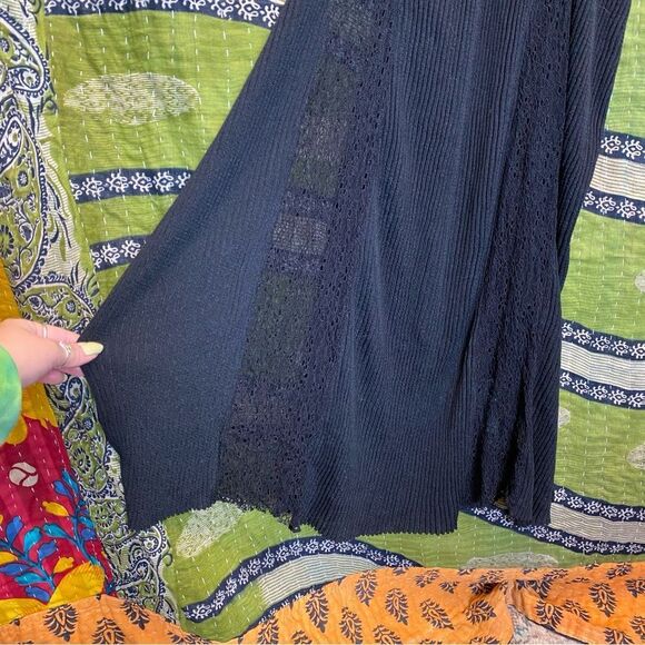 Zara Knit Italian Yarn Black Lace Open Back Maxi Dress Size Small - Picture 6 of 16